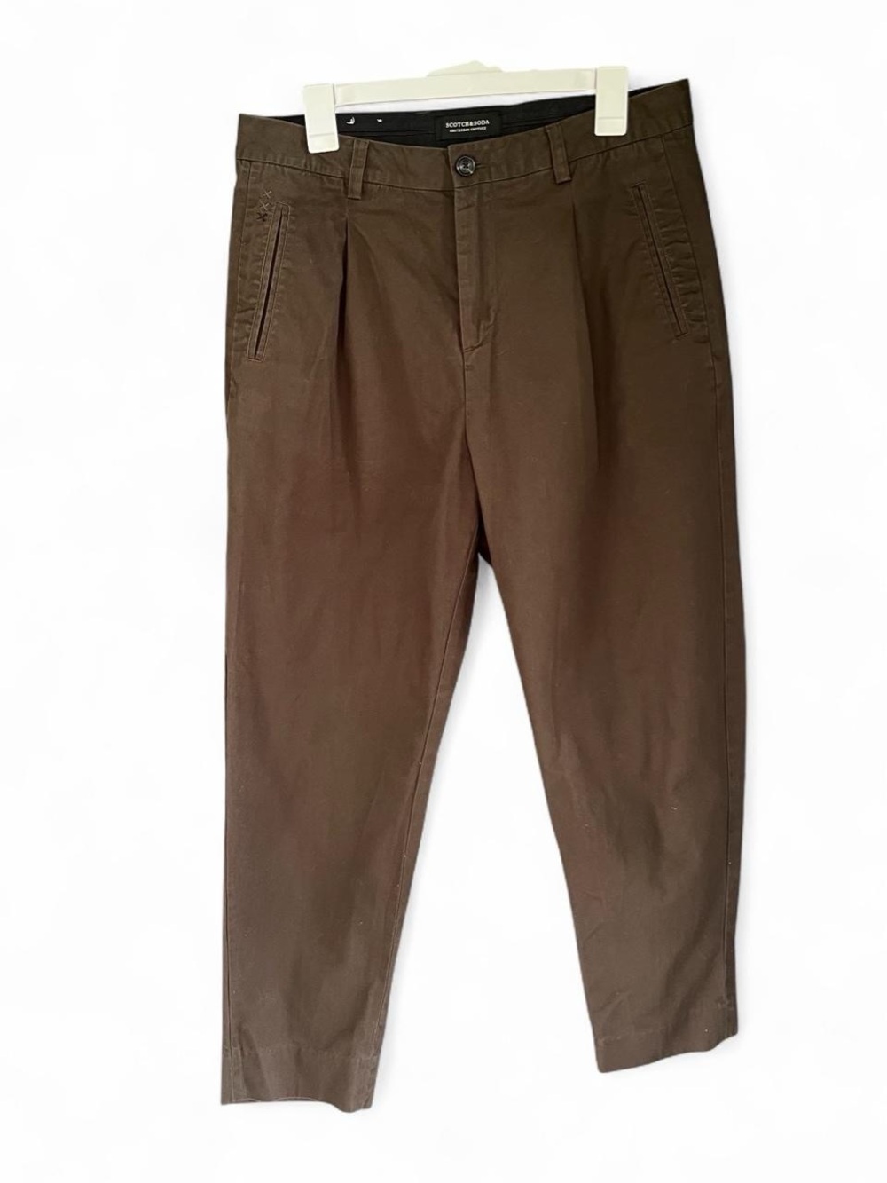 Scotch & Soda Pleated Loose Fit Chino Pants Olive Brown Earth Tone 31x32